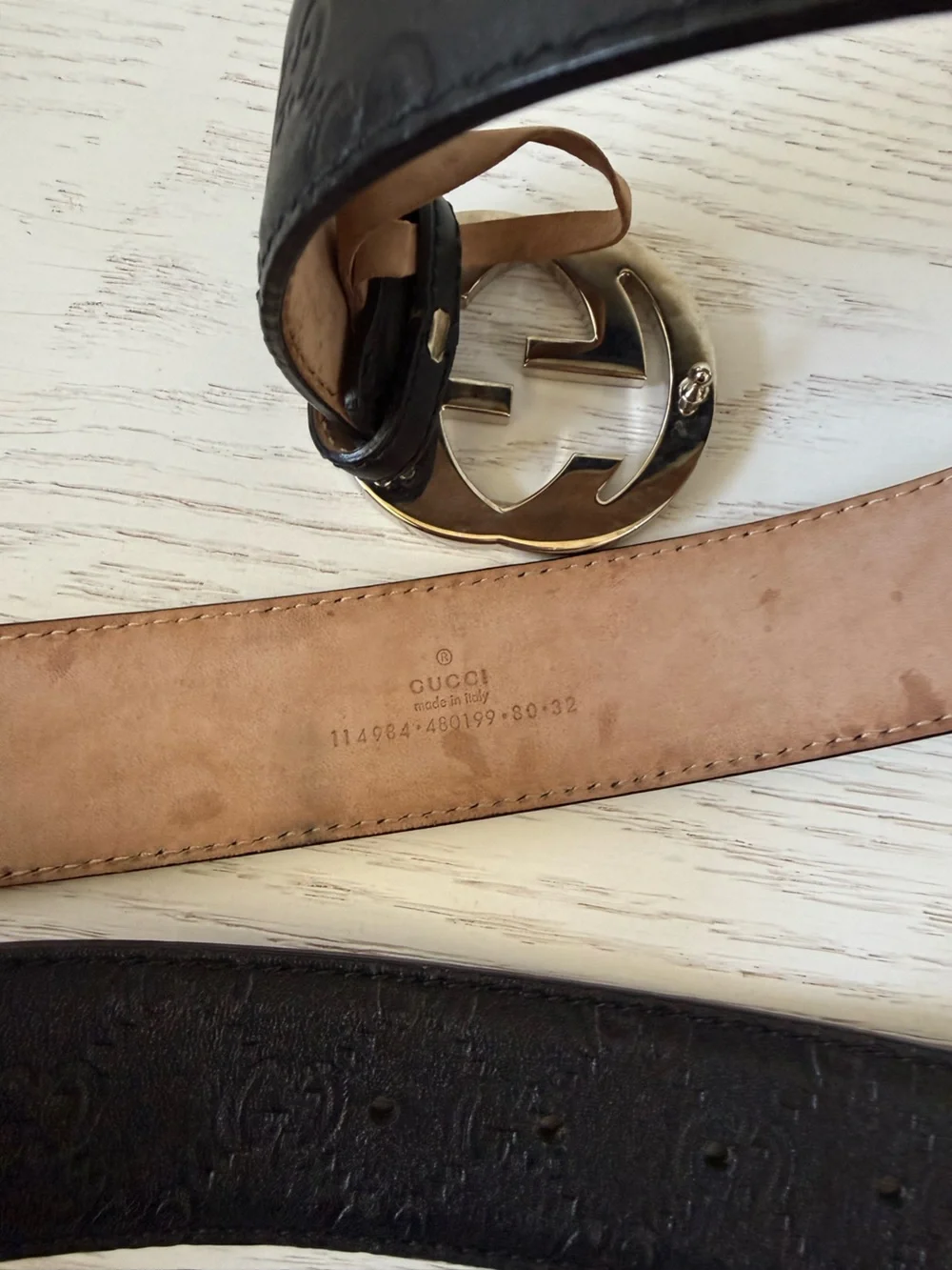 Gucci Black Leather Men's Belt with Silver Double G Buckle